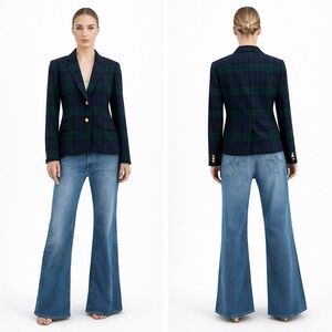 J.Crew Schoolboy Classic Wool Plaid Blazer – Green & Navy Tailored Tartan Jacket